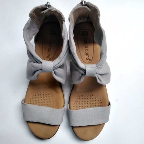 Corso Como "Blayke" Sandal Grey Fabric Ankle Back Zip Sz 5.5 - Picture 6 of 11
